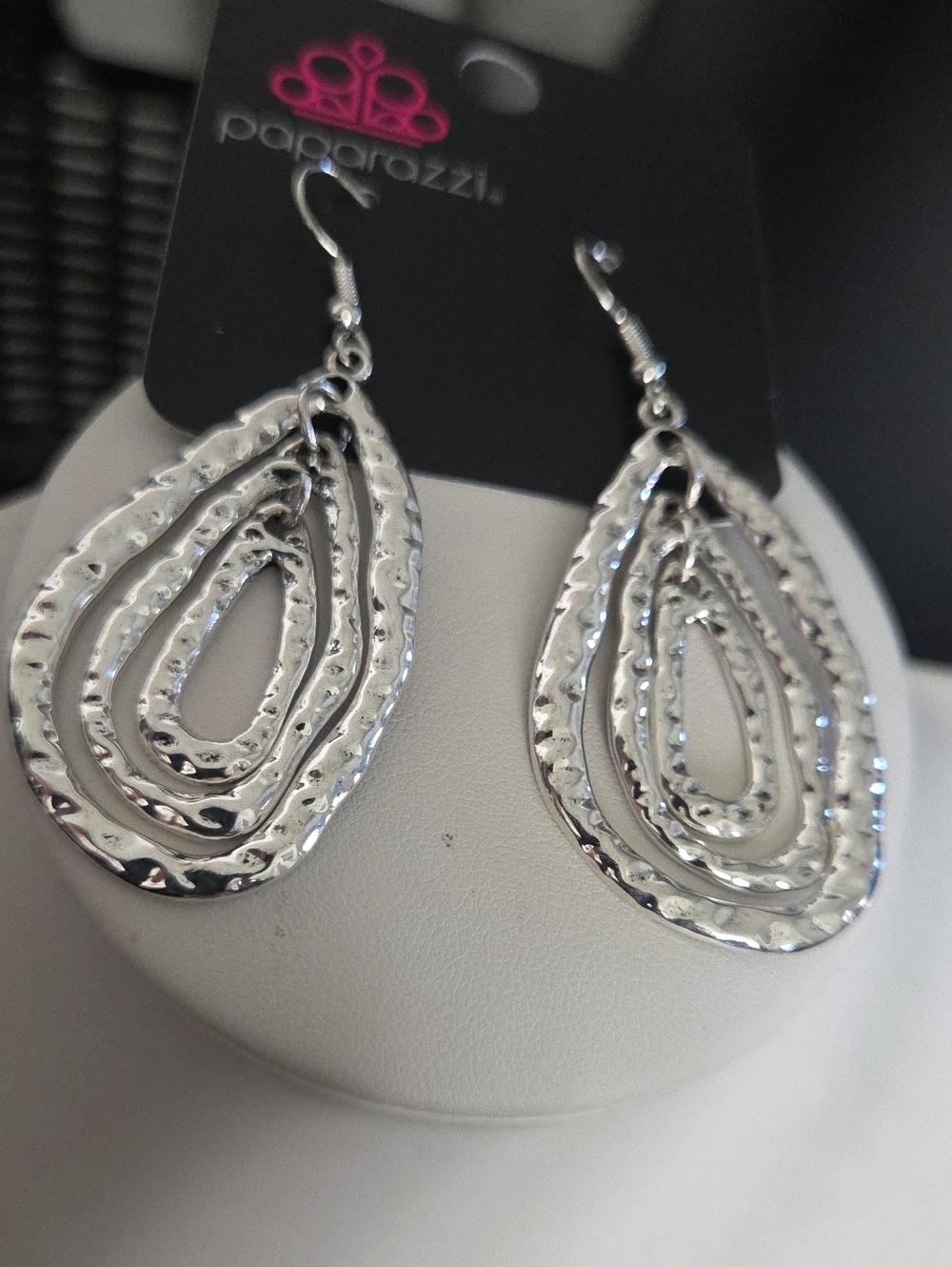 Paparazzi Metallic Meltdown Silver Earrings NWT